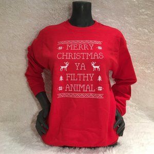 NWT Merry Christmas Ya Filthy Animal Unisex Top